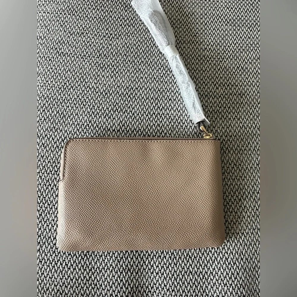 Coach Gold/Taupe Corner Zip Wristlet